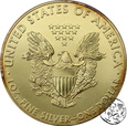 USA, 1 dolar, 2015, platerowana złotem, uncja srebra