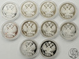 Rosja, kolekcja srebrnych numizmatów, 10 szt, Ag 999, Carowie