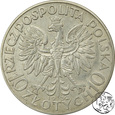 II RP, 10 złotych, 1932,  głowa kobiety bez znaku