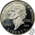 USA, dolar, 1993, Jefferson
