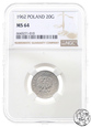 PRL, 20 groszy, 1962, NGC MS 64