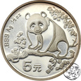 Chiny, 5 yuan, 1993, Panda, 1/2 uncji srebra