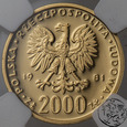 Polska, 2000 złotych, 1981, Bolesław II Śmiały, NGC PF 68