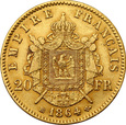 Francja, 20 franków, 1864 BB, Napoleon III