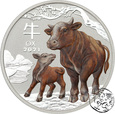 Australia, 1 dolar, 2021, Rok Wołu, kolorowany, uncja srebra