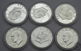 USA, 1 dolar, 1971-74 lot 6 szt, proof
