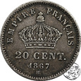 Francja, 20 centymów, 1867 BB