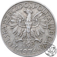 PRL, 5 złotych, 1974, rybak, płaska data