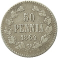 ROSJA - FINLANDIA - 50 PENNIA - 1864 S - CAR ALEKSANDER II 