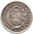 PERU - 1 DINERO - 1875