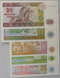 ZESTAW BANKNOTÓW - KAZACHSTAN - 1, 3, 5, 10, 20 TENGE - 1993 UNC