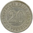 NIEMCY - CESARSTWO NIEMIECKIE - 20 PFENNIG - 1887 E - RZADSZA