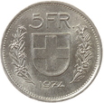 SZWAJCARIA - 5 FRANKÓW - 1974