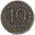 POLSKA - KRÓLESTWO POLSKIE -  10 FENIGÓW - 1918 (1)