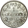 Wirtembergia - Wilhelm I - 1 Krajcar 1851 - Srebro - Stan MENNICZY UNC