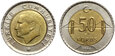 Turcja - monety - 50 Kurus 2009-2019 - BIMETAL - ZESTAW 100 sztuk !