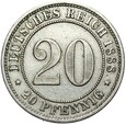 Niemcy - Cesarstwo - 20 Pfennig 1888 A - STAN !