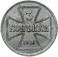 OST - Tereny Wschodnie - 3 Kopiejki 1916 A - ŻELAZO - STAN !
