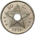 Kongo Belgijskie - Albert - 20 Centymów 1911 - STAN !