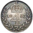 Wielka Brytania - Edward VII - 4 Pensy 1903 Maundy - Srebro - STAN !