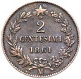 Włochy - Wiktor Emanuel II - 2 Centesimi 1861 M - STAN !