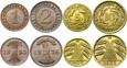 Weimar - zestaw 4 monety - 1 2 5 10 Reichspfennig 1924-1936