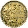 Francja - 20 Franków 1950 B - G. GUIRAUD - 3 pióra ! - RZADSZA !