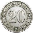Niemcy - Cesarstwo - 20 Pfennig 1887 A - STAN !