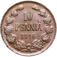 Finlandia - Car Mikołaj II - 10 Pennia 1916 - STAN !