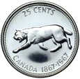 Kanada - 25 Centów 1967 - RYŚ - Srebro - Stan MENNICZY UNC