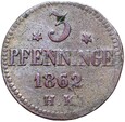 Niemcy - Rostock - 3 Pfennig 1862 HK - GRYF - STAN !