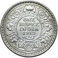Indie Brytyjskie - Jerzy V - 1 Rupia 1912 Bombaj - Srebro - STAN !