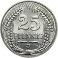 Niemcy - Cesarstwo - 25 Pfennig 1910 J - Nikiel - STAN !