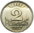 Hiszpania - WOJNA DOMOWA - AUSTRIAS Y LEON - 2 Pesety 1937