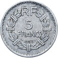 Francja - 5 Franków 1952 - Aluminium - NAJRZADSZA - STAN !