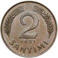Łotwa - 2 Santimi Santimy 1937 - Ryga - RZADKA - STAN !