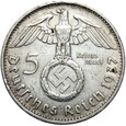 Niemcy - III Rzesza - 5 Marek 1937 G - HINDENBURG SWASTYKA - Srebro