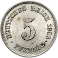 Niemcy - Cesarstwo - 5 Pfennig 1903 E - STAN !