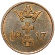 WMG - Wolne Miasto Gdańsk - 1 Pfennig 1937 - STAN !