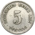 Niemcy - Cesarstwo - 5 Pfennig 1897 G - RZADSZA !