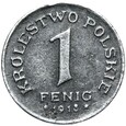 Królestwo Polskie - 1 Fenig 1918 F - ŻELAZO - MAŁA DATA JAK W 1917