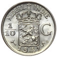 Indie Holenderskie - 1/10 Guldena 1941 S - SREBRO - MENNICZA