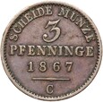 Niemcy - Prusy - 3 Pfennig 1867 C - RZADSZA !