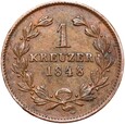 Niemcy - Badenia - Leopold - 1 Krajcar 1848 - STAN !