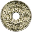 Francja - 25 Centymów 1918 - DESTRUKT ! ODWROTKA 180 st.