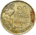 Francja - 20 Franków 1950 B - G. GUIRAUD - 3 pióra ! - RZADSZA !