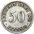Niemcy - Cesarstwo - 50 Pfennig 1875 B - Srebro - STAN !