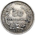 Urugwaj - 20 Centesimos Centymów 1877 A - Paryż - Srebro - STAN !