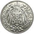 Niemcy - Cesarstwo - 25 Pfennig 1909 G - Nikiel - STAN !