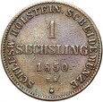 Szlezwik Holsztyn - Rząd tymczasowy - 1 Sechsling 1850 - STAN !